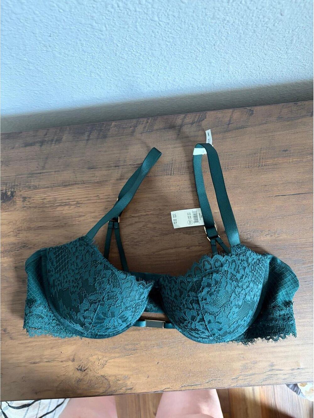 NWT Aerie Balconette Green Lace Bra size 38C. Not push up. $60 retail